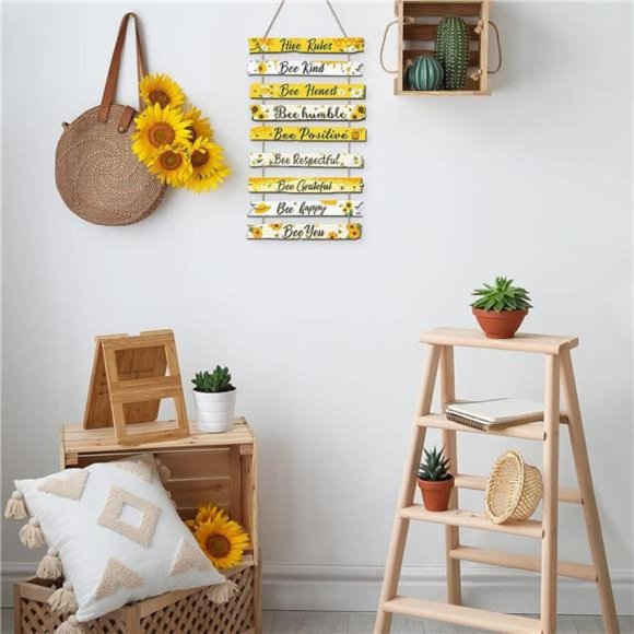 Humble Bee Sign Hive Rules Plaque Gift Christmas Bee Wall Ornament for Xmas Home - Picture 2 of 7